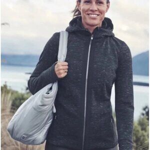 Athleta Luxe Victory Hoodie Jacket in Charcoal Gray Fur Lined Size Medium